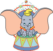 counted Cross stitch pattern dumbo elephant at circus 165x159 stitches B... - $3.99