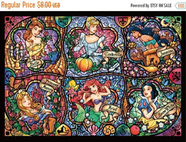 counted cross stitch pattern six princesses stained glass 496*349 stitch... - $3.99