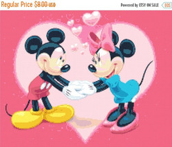 counted Cross stitch pattern Mickey and Minnie in love 216*172 stitches ... - $3.99
