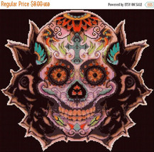 Cross stitch pattern -  sugar skull 14.07&quot;X13.07&quot; L1106 - £3.12 GBP