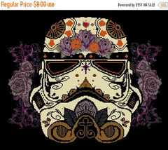 Cross stitch pattern - stormtrooper sugar skull - Star wars 12.86&quot;X13.57&quot; L1066_ - £3.15 GBP