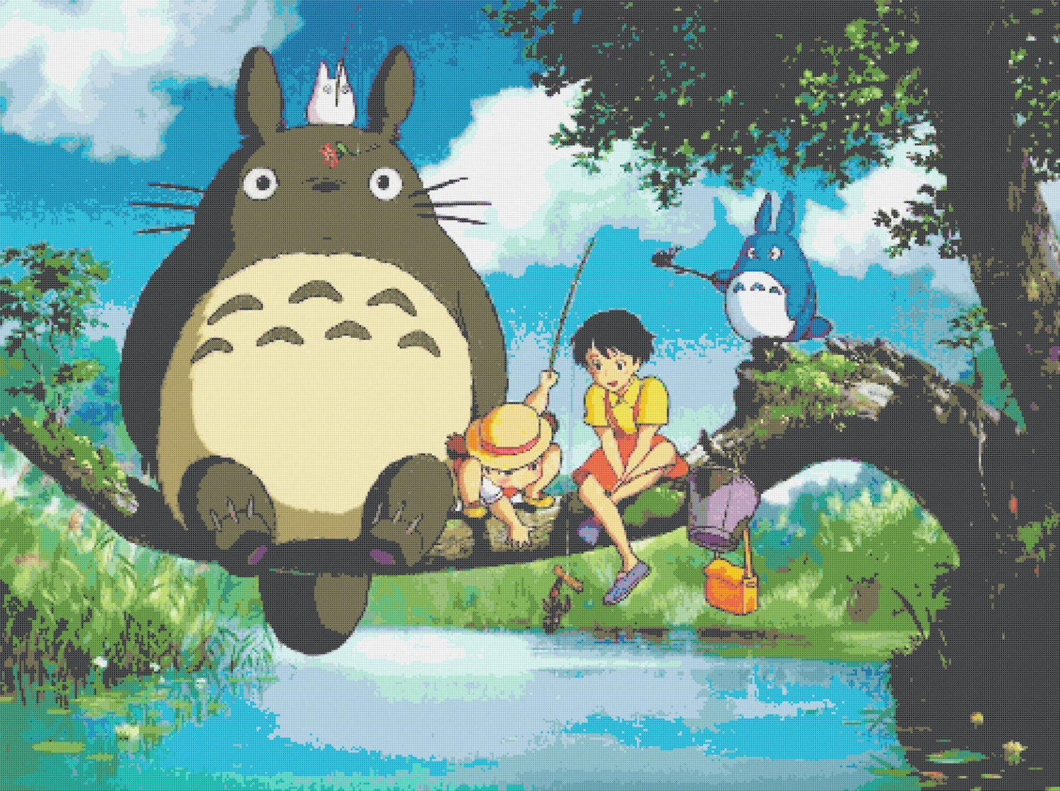 counted Cross stitch pattern Totoro fishing by Miyazaki 496*370 stitches BN268 - $3.99