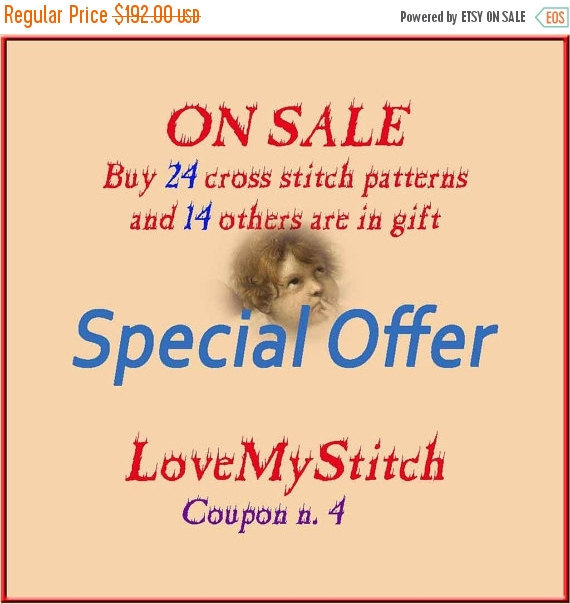 Special Offer -Buy 24 Cross Stitch Patterns and 14 other is in Gift (total = 38)