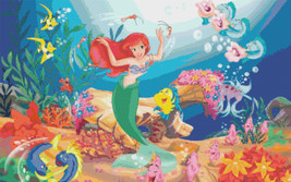 Counted cross stitch pattern Ariel mermaid princess 331x207 stitches BN949 - $3.99