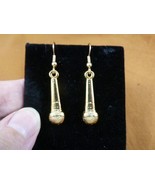(M-1-o) short Shure SM 58 Mic MICROPHONE gold Earrings pr jewelry love m... - £27.13 GBP