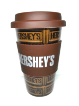 Hershey’s Ceramic Coffee/Porcelain Cup Travel Mug 12oz Silicone Grip + Lid - £10.75 GBP
