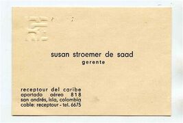 Susan Stroemer de Saad Business Card Manager San Andres Columbia Island - $11.88
