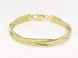 3 Strand Woven Bracelet In Italian Gold On Sterling Silver   7 1/4 Inches - £51.41 GBP