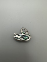 Vintage Sterling Silver Abalone Swan Brooch Pin 2.7cm  BB4 - $25.25