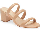 Schutz Olly 3 Strap Nude Leather Round-Toe Block-Heel Sandals SZ 10 - £31.61 GBP