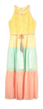 BCX Big Girls Colorblocked Lace Maxi Dress, Size 16/Creamicle Gauze - £31.46 GBP