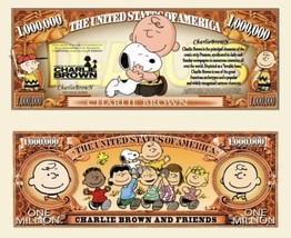 Charlie Brown Pack of 25 Collectible Funny Money 1 Million Dollar Bills Novelty - £10.66 GBP