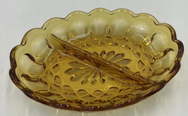 Anchor Hocking Fairfield 2 Part Divided Relish Dish Oval Fairfield Amber... - $16.99