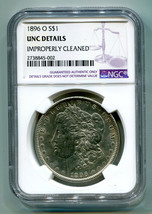 1896-O Morgan Silver Dollar Ngc Unc Detail Improperly Cl EAN Ed Nice Looking Coin - $1,395.00