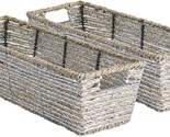 Seagrass Metallic Trapezoid Basket, 16X5X4, Silver, Set Of 2. - £25.07 GBP