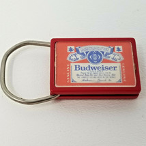 Budweiser St. Andrews Day Keychain 1982 Red Square Label Vintage - £9.49 GBP