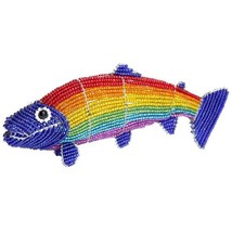 Beadworx Rainbow Trout Fish Fishing Glass Beaded Wire NWT Lodge Decor Fi... - $32.42