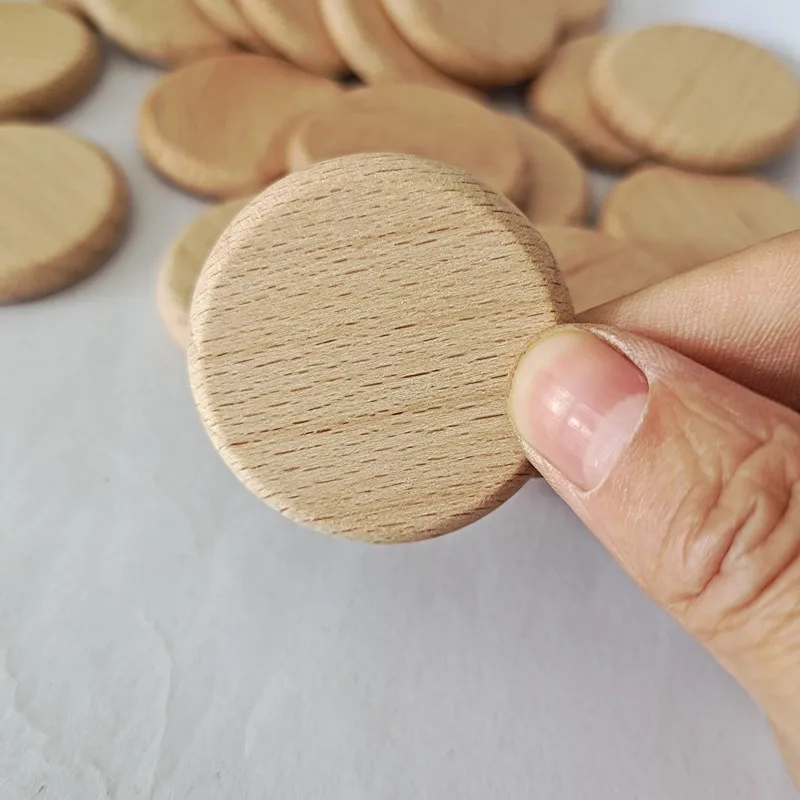 Ural unfinished flat round wood coin beads diy birthday board tags making wooden circle thumb200