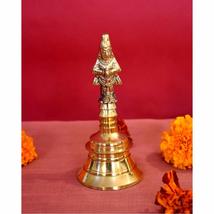 Wonderlist Handicrafts Brass Pooja Bell with Hanuman Sitting On Top (5 inch, Gol - £17.40 GBP