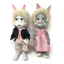 Noel Dwelley Richards Cartoons In Cloth Mr. and Mrs. Easter Bunny With Tags Rare - £206.27 GBP