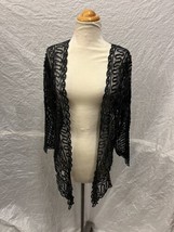 Black 100% Silk Vintage Lace Cardigan, Women&#39;s Size M, La Villa Della Seta, A... - £27.12 GBP