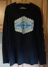 Pendleton Men&#39;s Pullover Long Sleeve T-Shirt Sz L Black Outdoorsman Azte... - $14.12