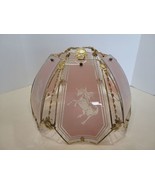 Vintage 6 Panel Glass Pink Gold Unicorn Design Lamp Shade Touch Globe  - $118.75