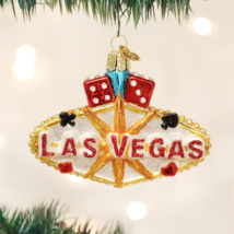 Old World Christmas Las Vegas Sign &quot;City Of Lights&quot; Glass Xmas Ornament 36149 - £15.32 GBP