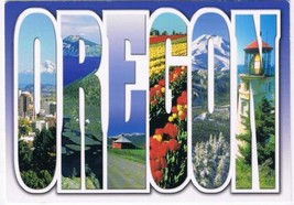 Oregon Postcard Big Letter Crater Lake Skyline Wallowa Valley Lighthouse Multi - $2.96