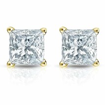 0.40CT Princess Cut Solitaire Simulated Diamond Cut Earrings 14k YGPush Back - $50.06