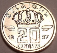 Gem Unc Belgium 1957 20 Centimes~We Have Older unc Coins 4 Sale - $3.08