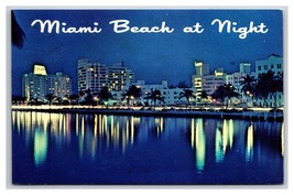 Skyline Night View Miami Beach Florida FL Chrome Postcard XA11 - $2.92