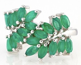 2.21ctw Green Onyx Rhodium Over Sterling Silver Bypass Ring Size 7 - $83.30