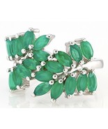 2.21ctw Green Onyx Rhodium Over Sterling Silver Bypass Ring Size 7 - $83.30