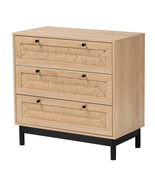 Cherelle Mid-Century Modern Light Brown And Black 3-Drawer Storage Cabinet - $209.00