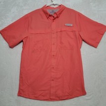 Realtree Men&#39;s Fishing Shirt Size S Small Salmon Polyester Short Sleeve Vented - £14.84 GBP