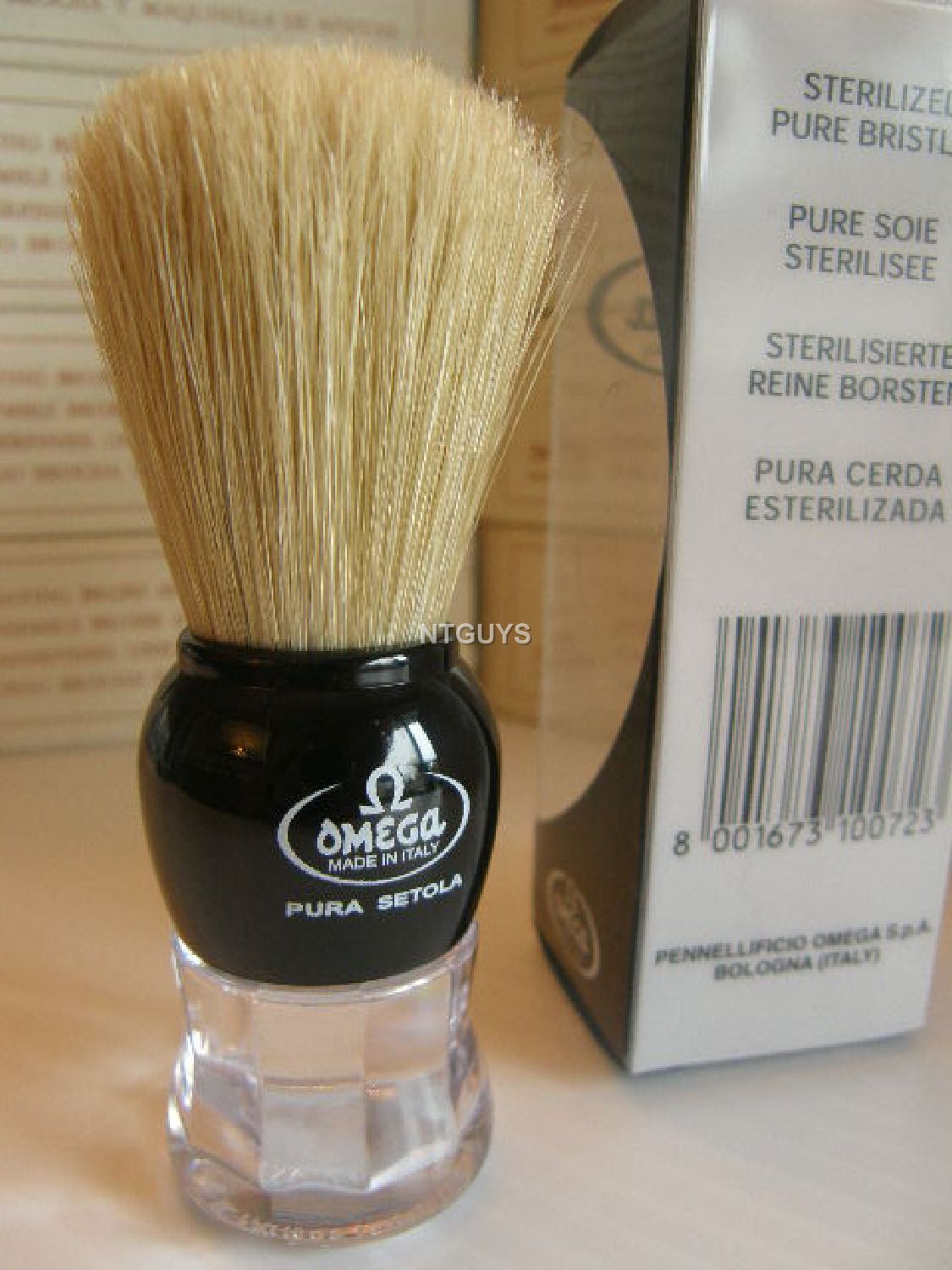 Omega Shaving Brush #10072 - Two Color Combinations Pure Bristles Red or Black - $8.45
