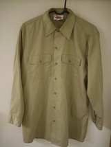 Genuine Dickies Khaki Cotton Blend Casual Work Long Sleeve Shirt 16-16.5... - $19.79