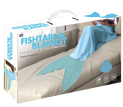 Fishtail Blanket- (Aqua W/SEAGREEN Fin) - £10.43 GBP