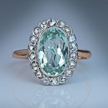 2.50Ct Oval Labor Erstellt Aquamarin Vintage Cluster Verlobungsring Silber - $192.82