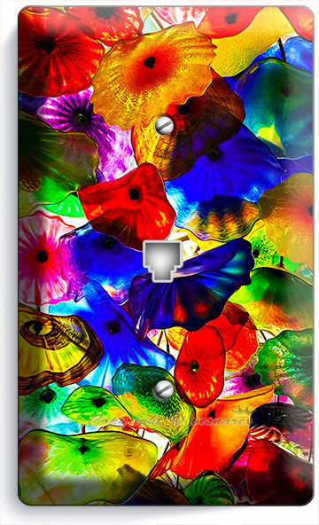 COLORFUL MURANO GLASS PHONE JACK TELEPHONE WALL PLATE COVER LIVING HOME DECOR