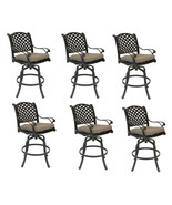 Nassau bar stools set of 6 swivel cast aluminum outdoor patio furniture - £1,469.51 GBP