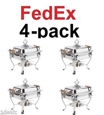 FedEx 4 PACK CATERING Classic CHAFER CHAFING Dish Sets 4 QT PARTY PACK w REBATE - $600.10