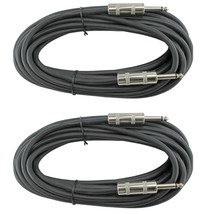 2 Pack Lot 25 Ft Foot Feet 1/4&quot; To 1/4&quot; Inch Mono Speaker Cable Cords Dj Amp Pa - £48.23 GBP