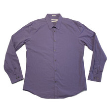 Calvin Klein Dress Shirt Slim Fit Cool Tech Non-Iron Purple Micro Plaid Large - £6.31 GBP