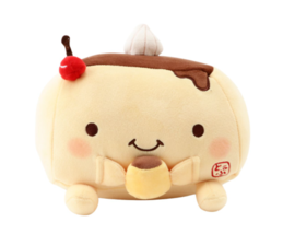 Tofu Cushion Hannari Caramel pudding yellow Stuffed Toy Cushion Size M Japan - £32.75 GBP