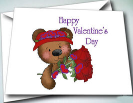 6 HAPPY VALENTINE'S DAY BEAR CARDS W/ ENVELOPES FOR RED HAT LADIES OF SO... - $12.19