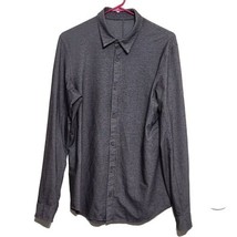 Lululemon Shirt Mens Large Gray Performance Stretch Long Sleeve Polo But... - £22.67 GBP