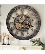 Wall clock 24 inches with real moving gears Carbon Grey - £182.62 GBP