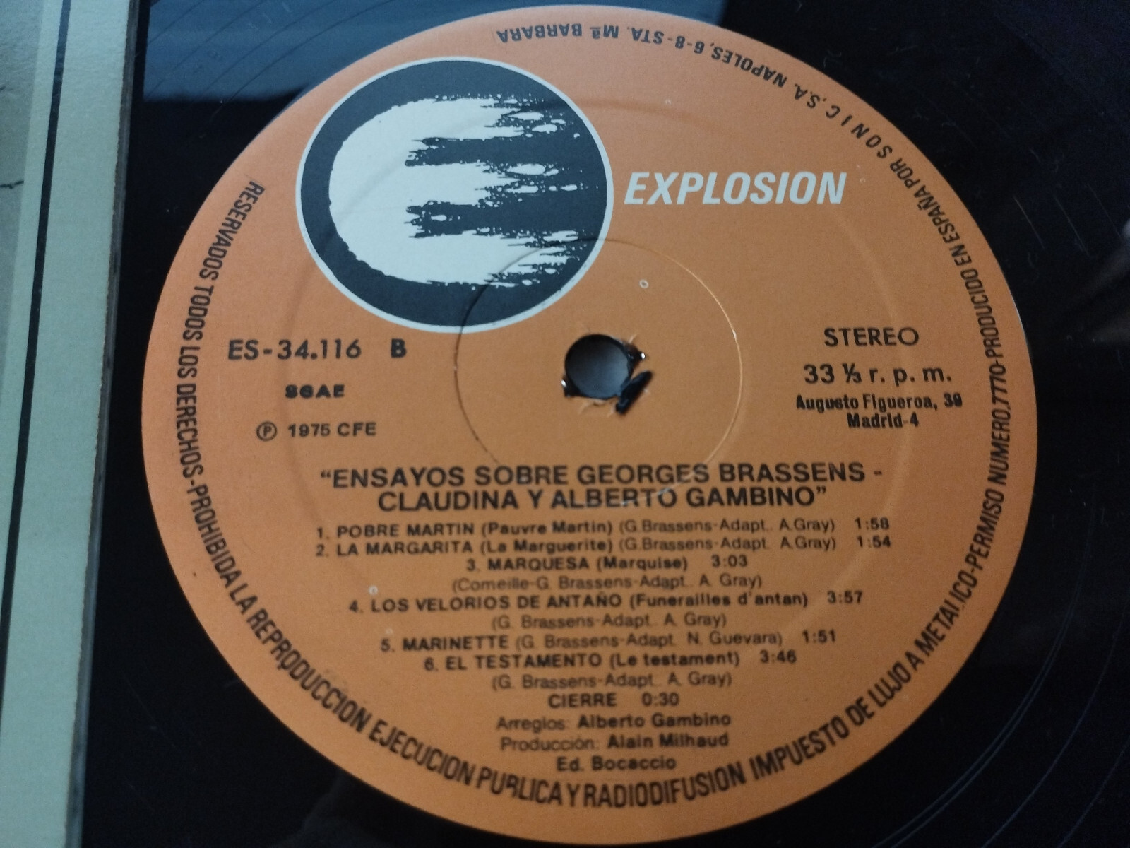 Claudina Y Alberto Gambino Ensayos sobre Georges Brassens LP vinyl 12 " VG/VG Item image 2